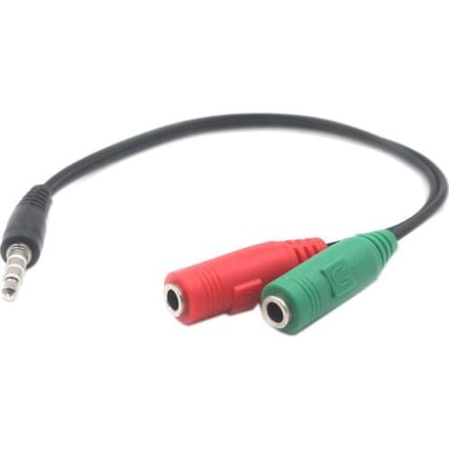 AUX Audio Cable Splitter 3.5mm Stereo Plug Adapter Cable 2 Male to 1 Female Microphone and Headphone Jack Cord