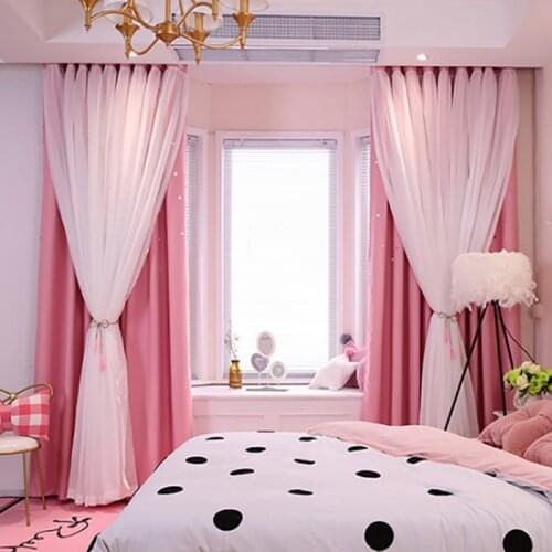 1 Piece Star Curtains Blackout Curtains Colorful Double Layer Star Window Curtains for Kids Girls Bedroom Living Room Decoration