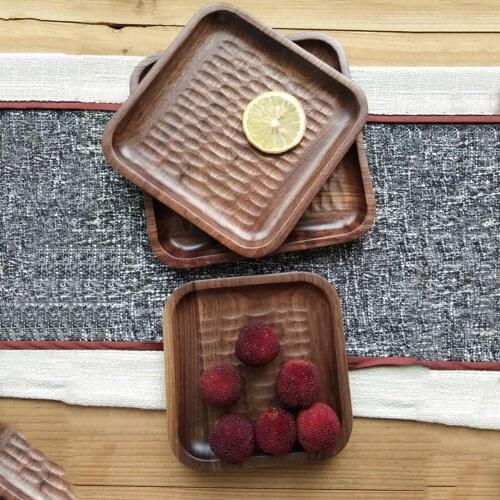 Black Walnut Wooden Snack Bowl Square Fruits Sushi Serving Plate For Cookouts, Holidays Dessert Serving Home Kitchen Decoration