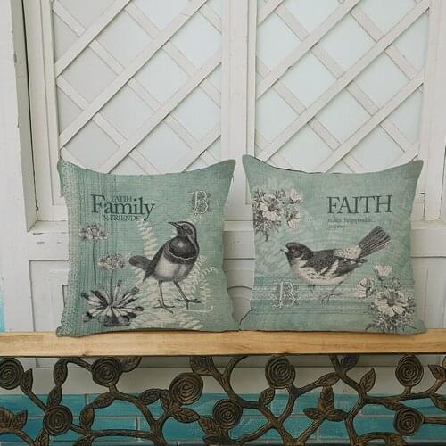 European style Flowers birds One Side Printing Home Decor Sofa Seat Decorative Cushion Cover Pillow Case Capa Almofada