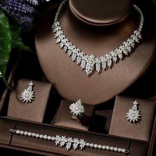 HIBRIDE Fashion Luxury Micro CZ Pave Full Jewelry Sets For Women Bridal Wedding Accessories Jewelry Gifts Wholesale Price N-1486