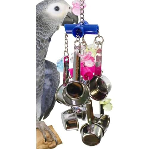 Pet toy bite toyParrot gnaws toy bird toy stainless steel 8 pot string