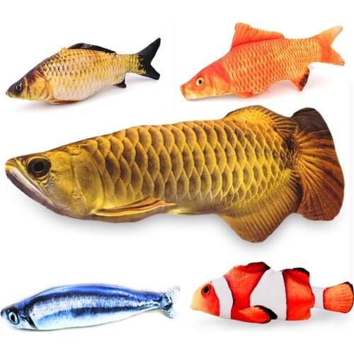 Artificial Fish Shape Simulation Plush Pet Cat Chew Toy Cat Mint Catnip Fish Toys Interaction Training Toys