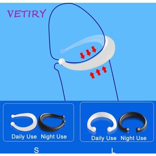 2PCS/Set Male Foreskin Corrector Resistance Ring Sex Toys for Men Daily/Night Cock Ring Delay Ejaculation Penis Rings Silicone