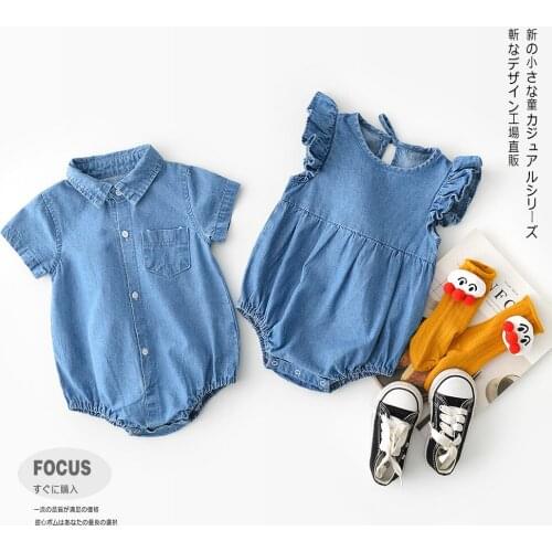 Big Sister Little Sister Brother Sister Matching Outfit Sets 2019 Summer Baby Clothing Newborn Baby Wear Romper Denim Jumpsuits