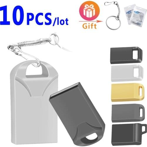 10pcs New Super Mini Metal Usb Flash Drive 4G 8G 16G Pen Drive 32GB High Speed Memory Stick U Disk 64G Pendrive 2.0 Memoria Usb