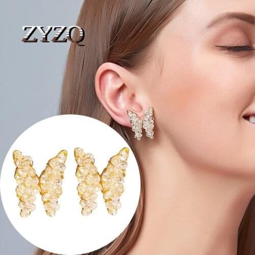 ZYZQ Sweet Crystal Butterfly Earrings Valentines Day Gift Jewelry Accessories For Girlfriend