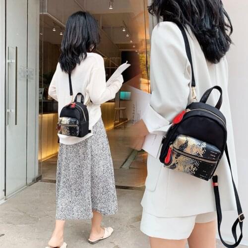 Fashion Womens Backpacks Luxury Snake pattern Nylon Girls School Bags Big Travel Student Bag Ladies 2021 New Designer Women Bag