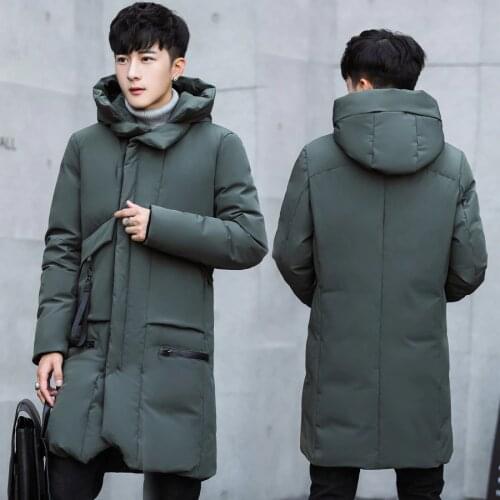 B Parka Men 2018 New Winter men hooded Jacket Long Jacket Slim Coat cashmere Solid Color Parkas Cotton Youth Clothing Clothing