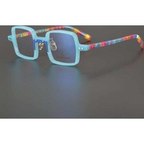 Top Quality Japanese Handmade Acetate Anti Blue Glasses For Men Women Ultralight Square Optic Prescription Myopia Eyeglasses