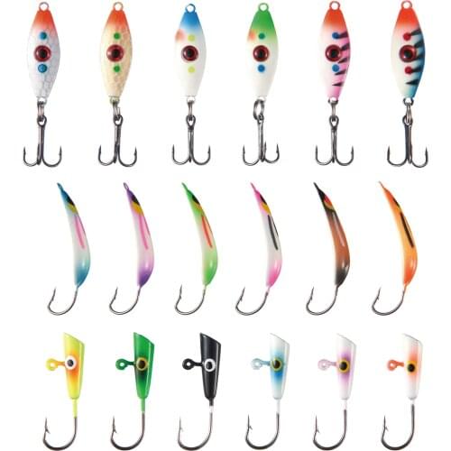 Bassdash Ice Fishing Lure Kit Glowing Paint Jigs for Winter Ice Jigging Crappie Sunfish Perch Walleye Pike