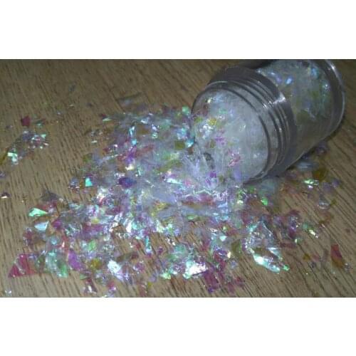 NM#011 Luxury Shine AB White Glitter 10g Iridescent Random Cut Medium Glitter Flake Glitter for Nail Polish Nail Art