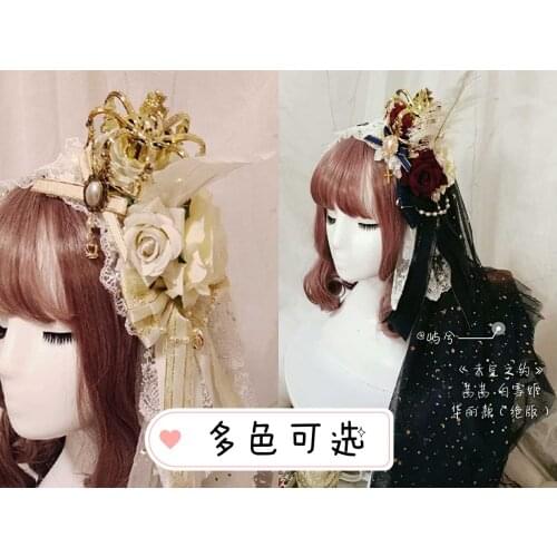 Original Lolita Handmade Crown KC Harajuku Gothic Flower Headdress