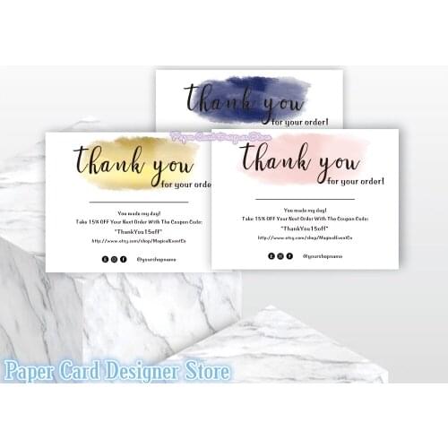 Custom Business Thank You Insert Card, Rose Gold Customer Thank You Card, Customer Thank You Note, Package Insert Card Printable