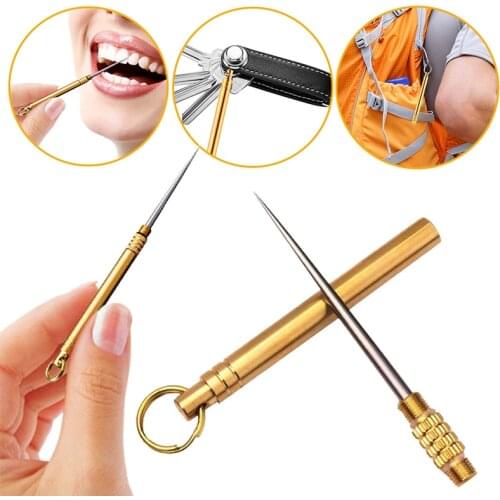 Portable Toothpick Titanium Outdoor Edc Multifunctional Toothpick Bottle Fruit Fork Camping Tool Tube Stronger Than Dental Floss