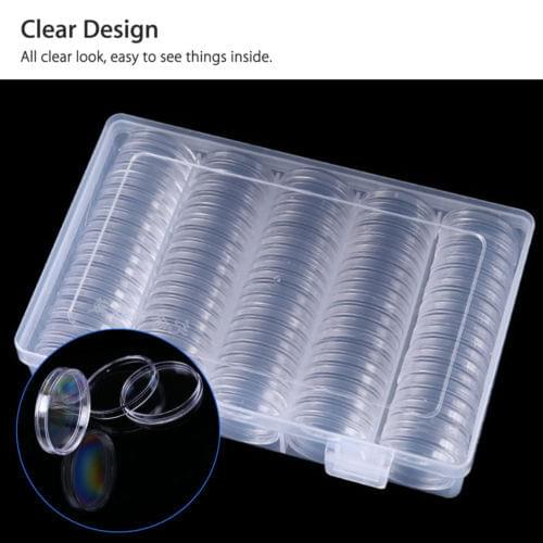 100 PCs 30 mm transparent round plastic coin storage box commemorative coin collection box