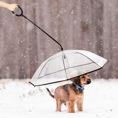 Transparent Pet Umbrella Dog Cat Adjustable Rainy Traction Rope Sturdy Pet Supplies Walking The Dog On Rainy Days