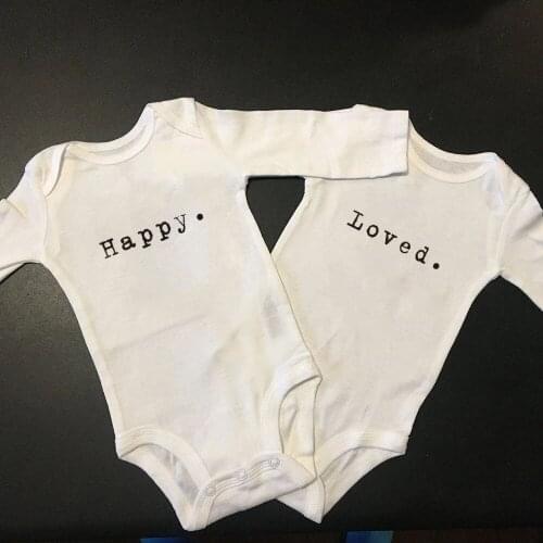 Cute Happy Loved Cotton Twins Baby Clothes Boys Girls Bodysuits Baby Autumn Newborn Long Sleeve Bodysuit Infant Onesies