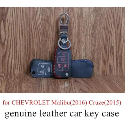 Only Red fit for CHEVROLET Malibu(2016) Cruze(2015) hand sewing leather car key case leather car key cases DIY