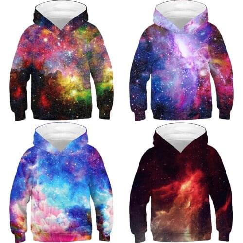 Big Size Spring Beautiful Starry Sky Sweatshirt For Boys Children Hooded Coat New Year Birthday Christmas Present Kids Hoodies