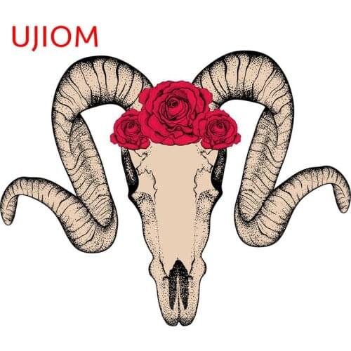 UJIOM Goat Skull with Red Roses Wall Stickers Childrens Bedroom Decor Wallpaper Waterproof Funny Kitchen Bathroom Wall Decal