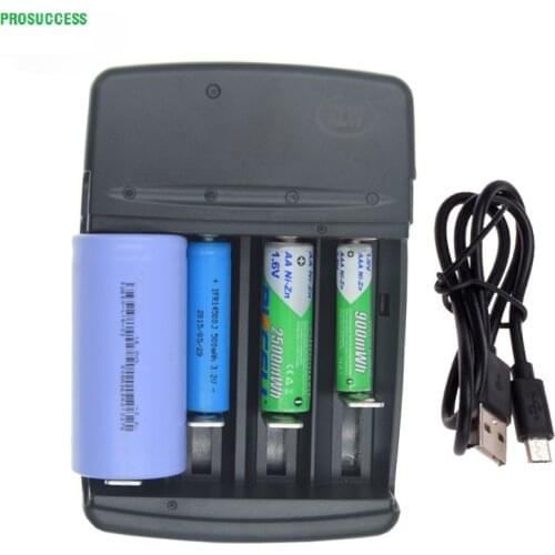 4 slots Smart USB Battery Charger for Rechargeable 1.6V NI-ZN AA AAA 3.2V LiFePo4 32650 18650 14500 Battery battery charger