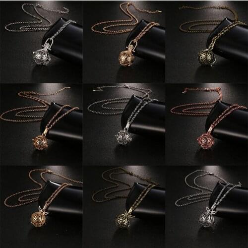 New Mexico Chime Music Piano Ball Locket Vintage Necklace Angel Wings Sweater Chain Pendant Aroma Essential Oil Diffuser Jewelry