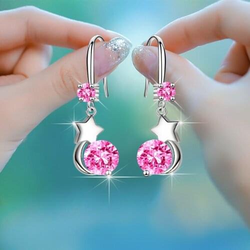WANGAIYAO2021 new ladies temperament star moon earrings fashion personality water drop zircon ear jewelry girls diary day jewelr