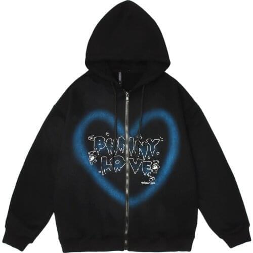 2021 New y2k Zip-up Hoodie women Hip-Hop Streetwear Graffiti Heart Letter Bear Print sweatshirt Autumn sweatshirt Harajuku tops