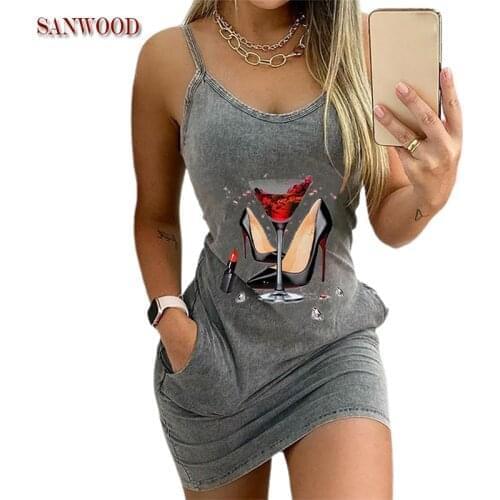 2021 Summer Fashion Letter Print Sleeveless Pocket Dress Sexy Backless Strap Mini Dress Lady Casual O Neck Women Party Dress 3XL