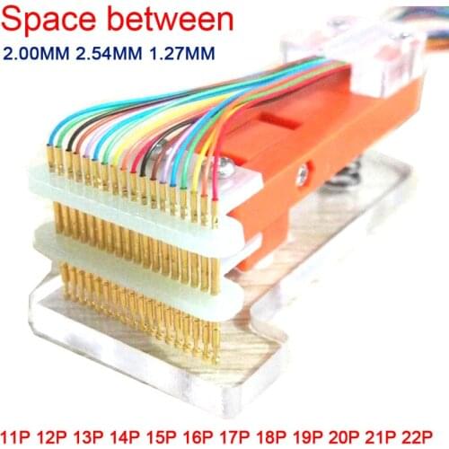 11P-22P test Burning fixture 2.00MM 2.54mm 1.27mm Test stand PCB clip pogo pin Debug Download Program Burn spacing 12P 13P 14P