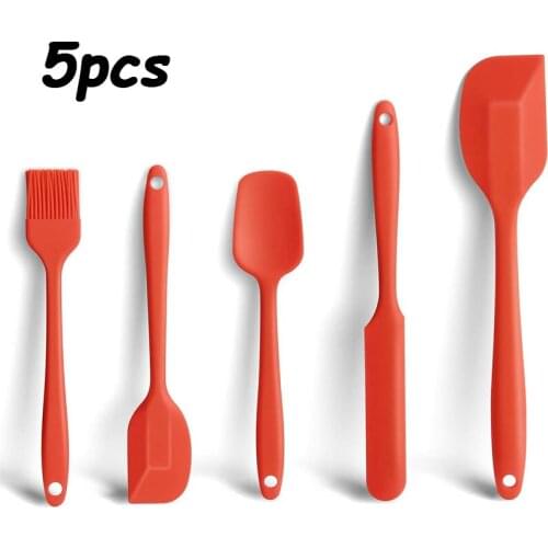5Pcs Silicone Spatula Sets Cooking Utensils Tools Scraper Brush Soft Silicone Baking and Cooking Tool Kitchen Utensils