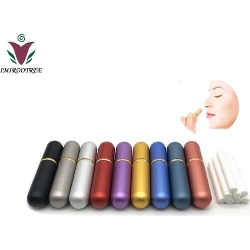 Free Shipping 4pcs Essential Oil Aromatherapy Blank Nasal Inhaler Metal Aluminum Inhaler with FREE High Quality Cotton Wicks