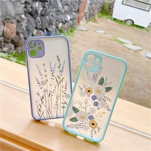 Fashion Pretty Flowers Phone Case For iPhone 11 Pro Max 7 8 Plus X XR XS Max SE 2020 Luxury Color Thick Border Cover