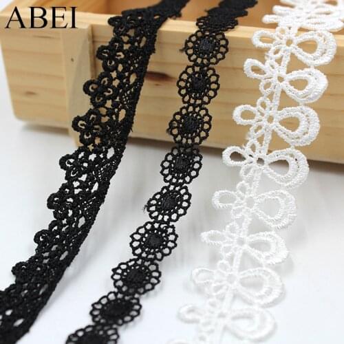 5yards/lot DIY Chocker Ribbon Ornaments Embroidery Lace Trimming White Black Fabric Lace for Sofa Curtain Clothes Edge Wraping