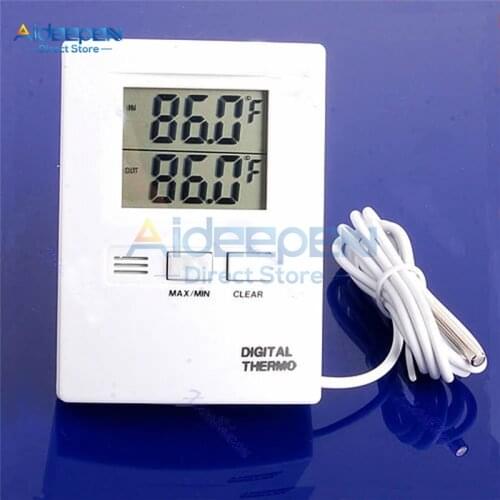 LCD Display Digital Thermostat Indoor Outdoor Temperature Sensor Controller °C / °F Display Temperature Meter With 1M Probe