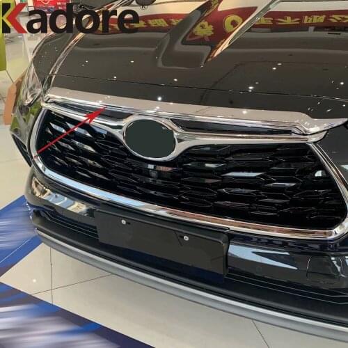For Toyota Highlander Hybrid 2021 2022 ABS Chrome Front Hood Engine Cover Trim Decorative Molding Strips Accessories Car Styling