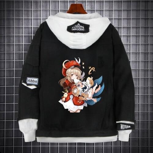 Game Genshin Impact denim Jacket Klee Cosplay Costume men women thick Coat slim fit Hoodie Outwear Jackets