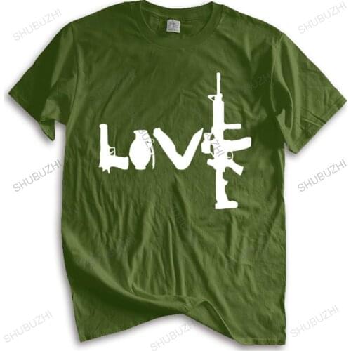 Hot sale men brand t shirt summer cotton tshirt Banksy Street Art Love Guns AK-47 AK47 AK 47 mens t shirt drop shipping
