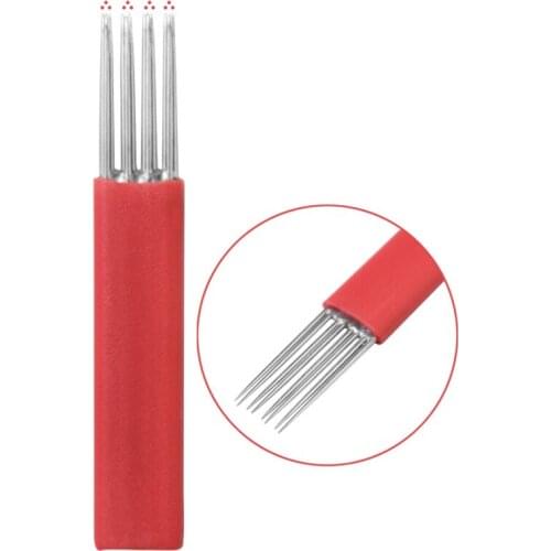 Shading Needle Microblading 12 pin 4 Rows R3 Round Needles Eyebrow Lips Red 50pcs Microblading Tebori Blades Accessories Tool