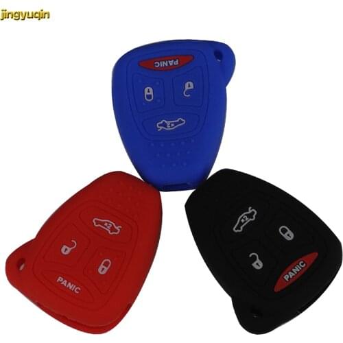 Jingyuqin 20pcs 4 Buttons Silicone Auto Car Key Case FOB for Jeep Grand Cherokee Compass Patriot for Dodge Journey Chrysler 300C