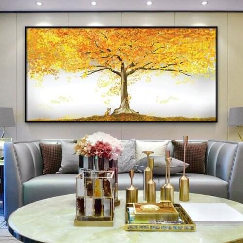 Get Rich Canvas Painting Wall Art Gold Tree Painting Oil Painting Wall Poster and Print for Living Room Home Decor