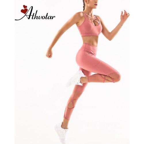 ATHVOTAR Yoga Set Seamless Women Gym Sports Workout Sportswear Yoga Clothing Fitness Women High Waist Breathable Leggings Set