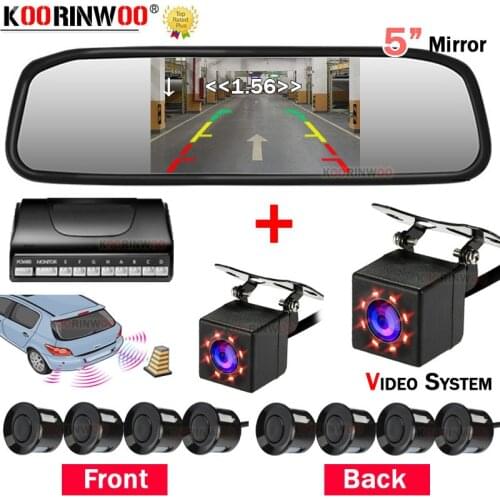 Koorinwoo Ultrasonic Car Sensor 8 Parktronic Rear view camera Dash Track 5 Screen Mirror Video Front Fort Camera Car Accessories