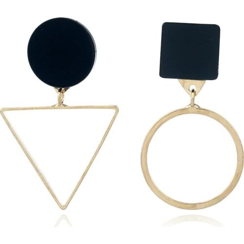 Korean Fashion Jewelry Irregular Round Triangle Geometric Earrings Bohemian Pendant Earrings Statement Female Earrings