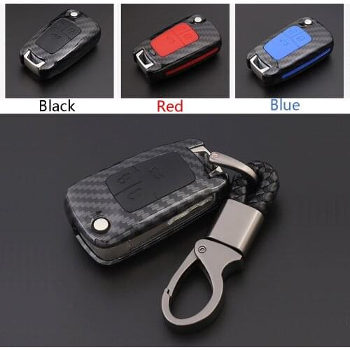 ABS Carbon Fiber Shell+Silicone Cover Remote Key Holder Fob Case&KeyChain For Buick Series