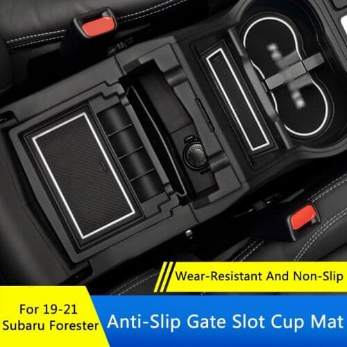 QHCP Car Door Groove Mats Non-Slip Storage Latex 14pcs/Set Inner Door Pad Cup Styling Accessories For Subaru Forester 2019-2021