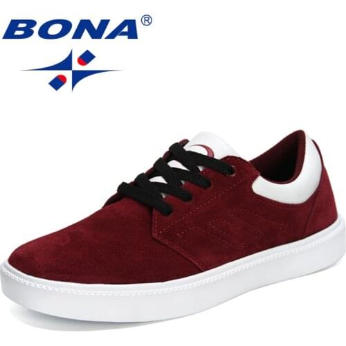 BONA 2021 New Designers Suede Causal Shoes Men Platform Sneakers Flats Breathable Outdoors Leisure Footwear Mansculino Sapato