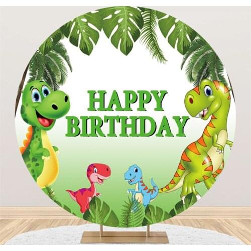Circle Backgrounds Photography Green Dinosaur Cute Tyrannosaurus Child Birthday Party Baby Shower Photozone Photo Round Backdrop