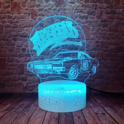 Flashing 3D Illusion LED Desk Nightlight Colorful Changing Flash Light Model Car The Dukes of Hazzard Figure Toys